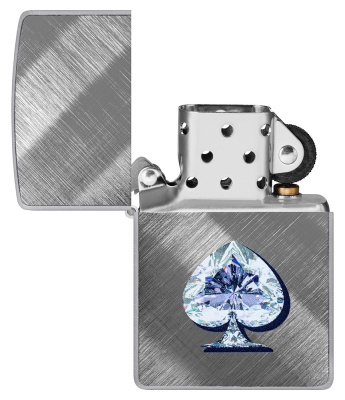 Зажигалка ZIPPO Gleaming Spade Design с покрытием Diagonal Weave, латунь/сталь, серебристая, матовая, 38x13x57 мм (без бензина) Зажигалка ZIPPO Gleaming Spade Design с покрытием Diagonal Weave, латунь/сталь, серебристая, матовая, 38x13x57 мм (без бензина)
