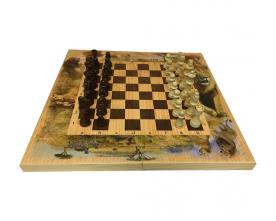 Набор 3 в 1 "Сафари" (шахматы, шашки, нарды), большие