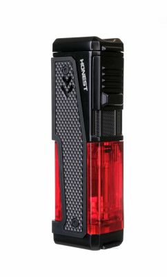 Зажигалка сигарная Honest, четверное пламя, с пробойником и сигарным ложементом, черная Зажигалка сигарная Honest, четверное пламя, с пробойником и сигарным ложементом, черная