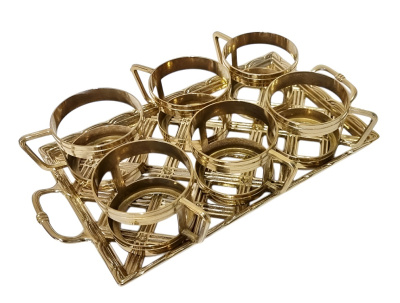 Набор: поднос "Плетенка" + 6 подстаканников со стаканами Набор: поднос "Плетенка" + 6 подстаканников со стаканами