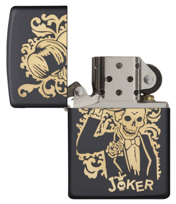 Зажигалка ZIPPO Skull Design 29632_DBL4904 с покрытием Black Matte, латунь/сталь, черная, 38x13x57 мм
