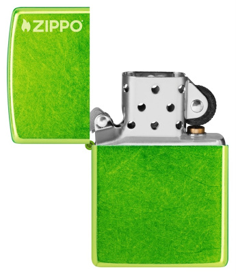 Зажигалка ZIPPO Logo с покрытием Lurid™, латунь/сталь, зеленая, глянцевая, 38x13x57 мм (без бензина)