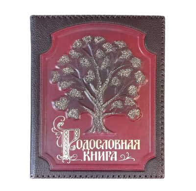 Родословная книга "Изысканная" с золоченым древом в оплетке, кожа