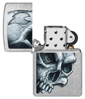 Зажигалка ZIPPO Skull and Flame с покрытием Street Chrome, латунь/сталь, серебристая, матовая, 38x13x57 мм (без бензина) Зажигалка ZIPPO Skull and Flame с покрытием Street Chrome, латунь/сталь, серебристая, матовая, 38x13x57 мм (без бензина)