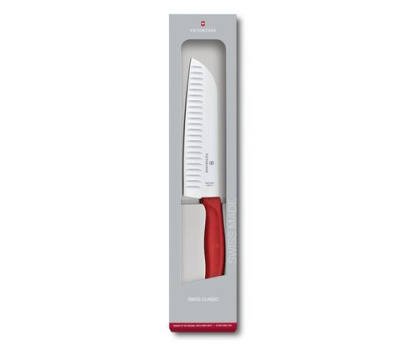 Нож Victorinox сантоку, лезвие 17 см прямое, красный