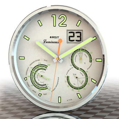 Часы настенные, метеостанция (часы, барометр, термометр, гигрометр, дата), 77745