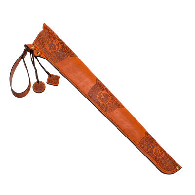 Шампура 6шт. в чехле из натуральной кожи «Мастер шашлыка», оранжевый