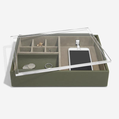 Лоток LC Designs с крышкой для хранения аксессуаров арт.74571, оливковый