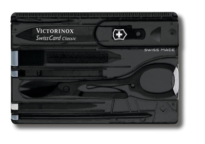 Швейцарская карточка VICTORINOX SwissCard Classic, 10 функций, полупрозрачная чёрная