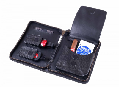 Сигарная сумка P&A на 6 сигар, натуральная кожа, черная, C251-Black