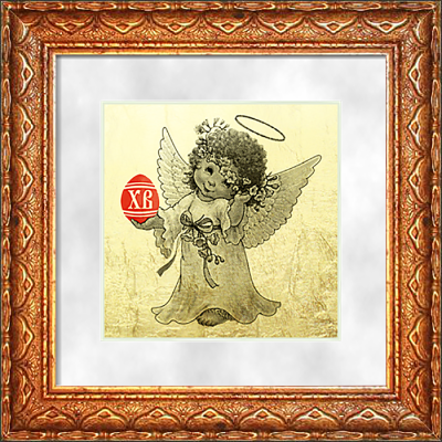 Картина на сусальном золоте «Пасхальный ангелочек»