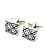 Запонки Cufflinks Inc. Синий квадрат с цветами. Эмаль.  CF57