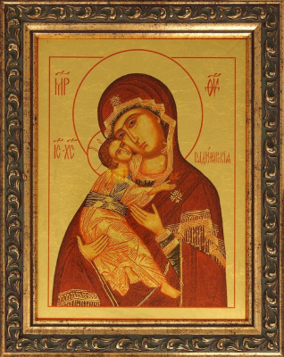 Владимирская икона Божией Матери (Б), сусальное золото