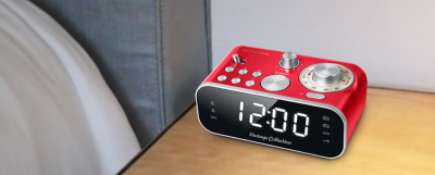 Радиобудильник ретро Muse M -18 CRD, часы, будильник, красный