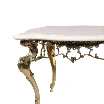 Квадратный столик с мраморной столешницей "Бикош" (малый), золото