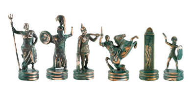 Шахматный набор "Троянская война" (36х36 см), доска коричневая с орнаментом