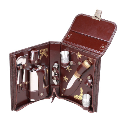 Набор в сумке-планшете из натуральной кожи «Командир» (2 персоны) (роспись)