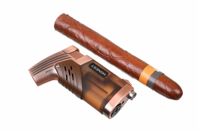 Зажигалка сигарная Honest, двойное пламя, с пробойником, бронза Зажигалка сигарная Honest, двойное пламя, с пробойником, бронза