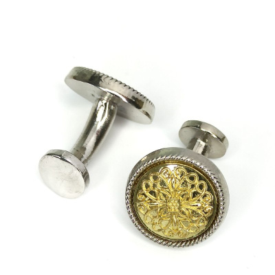 Запонки Cufflinks Inc. Серебряные круглые с золотой серединой CF66