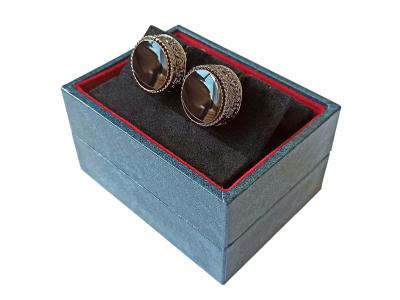 Запонки Cufflinks Inc. Круглые шайба с агатом, черный металлик, CF65