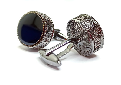 Запонки Cufflinks Inc. Круглые шайба с агатом, черный металлик, CF65