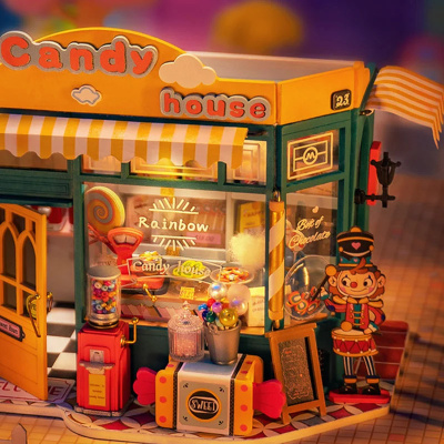 Румбокс (интерьерный конструктор) Robotime - Радужный конфетный домик (Rainbow Candy House)