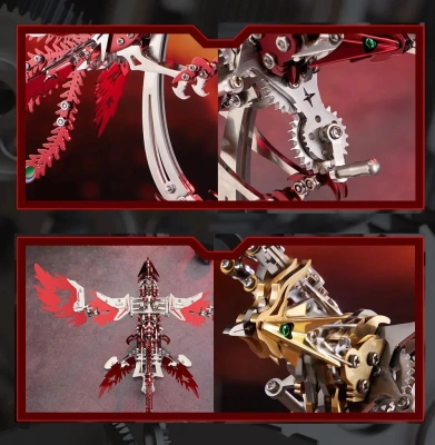 Механический конструктор DIY Cyberpunk из нержавеющей стали "Феникс" - Red