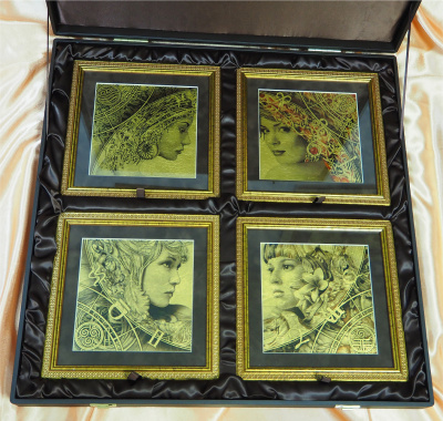 Картины на сусальном золоте «Четыре Стихии» в подарочной коробке