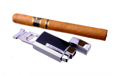 Зажигалка сигарная Lubinski Тиволи, турбо с гильотиной, черный металлик, WA580-3