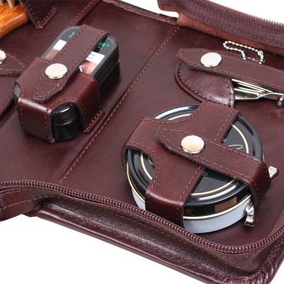 Несессер дорожный для ухода за обувью в сумке из натуральной кожи, арт.217КК1