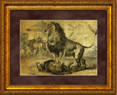 Картина на сусальном золоте «Лев»