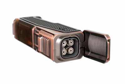 Зажигалка сигарная Honest, четверное пламя, с пробойником и сигарным ложементом, бронза