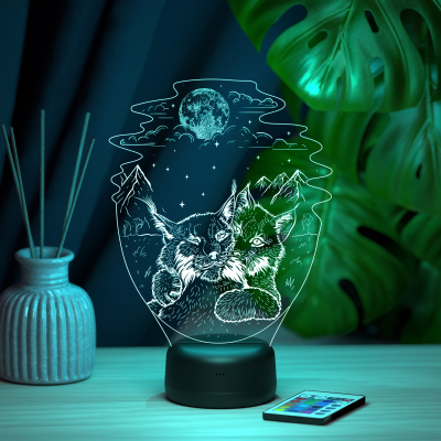 3D ночник Две рыси