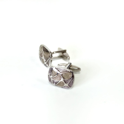 Запонки Cufflinks Inc. Прямоугольник с бежевой эмалью CF45