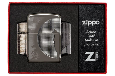 Зажигалка ZIPPO Armor™ Wolf с покрытием High Polish Black Ice®, латунь/сталь, чёрная, 38x13x57 мм Зажигалка ZIPPO Armor™ Wolf с покрытием High Polish Black Ice®, латунь/сталь, чёрная, 38x13x57 мм