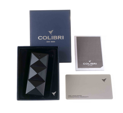 Зажигалка сигарная Colibri Quasar, двойное турбопламя, черный лак LI750T1