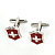 Запонки Cufflinks Inc.  Серебряный крест на красном CF13