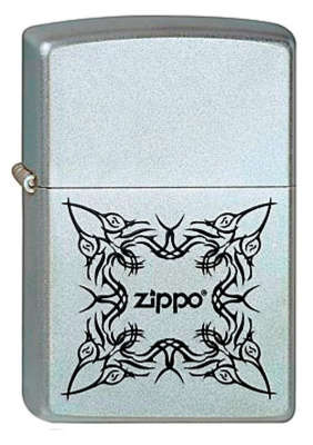 Зажигалка ZIPPO Tattoo Design, с покрытием Satin Chrome™, латунь/сталь, серебристая, 38x13x57 мм