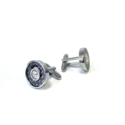 Запонки Cufflinks Inc. Diamond Черные круглые с белым стразом CF41