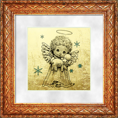Картина на сусальном золоте «Рождественский ангелочек»