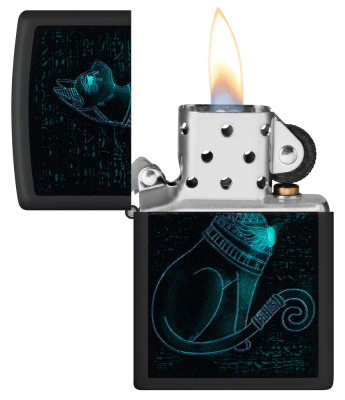 Зажигалка ZIPPO Spiritual Cat с покрытием Black Light, латунь/сталь, черная, матовая 38x13x57 мм Зажигалка ZIPPO Spiritual Cat с покрытием Black Light, латунь/сталь, черная, матовая 38x13x57 мм
