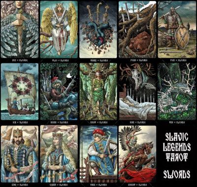 Карты Таро The Slavic Legends Tarot - LARGE Version 14cm, Taroteca / Славянские Легенды 14 см, золот