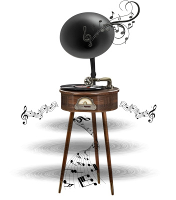 Граммофон "Прованс" на ножках с пультом, FM/BT/USB/CD, металлическая труба