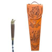 Шампура подарочные «Тигр» 6шт. в колчане из натуральной кожи (гравировка)