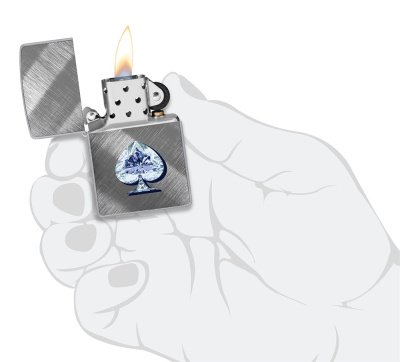 Зажигалка ZIPPO Gleaming Spade Design с покрытием Diagonal Weave, латунь/сталь, серебристая, матовая, 38x13x57 мм (без бензина) Зажигалка ZIPPO Gleaming Spade Design с покрытием Diagonal Weave, латунь/сталь, серебристая, матовая, 38x13x57 мм (без бензина)