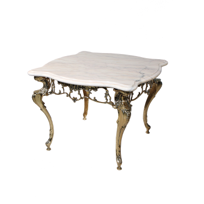Квадратный столик с мраморной столешницей "Бикош" (малый), золото