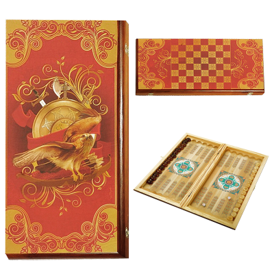 Нарды в деревянной коробке "Ястреб", большие