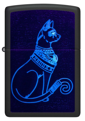 Зажигалка ZIPPO Spiritual Cat с покрытием Black Light, латунь/сталь, черная, матовая 38x13x57 мм Зажигалка ZIPPO Spiritual Cat с покрытием Black Light, латунь/сталь, черная, матовая 38x13x57 мм