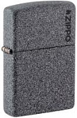Зажигалка ZIPPO Logo с покрытием Iron Stone™, латунь/сталь, серая, матовая, 38x13x57 мм (без бензина)
