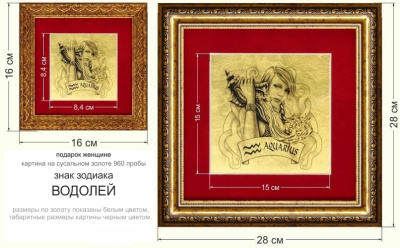 Картина на сусальном золоте «Знак Зодиака Водолей»